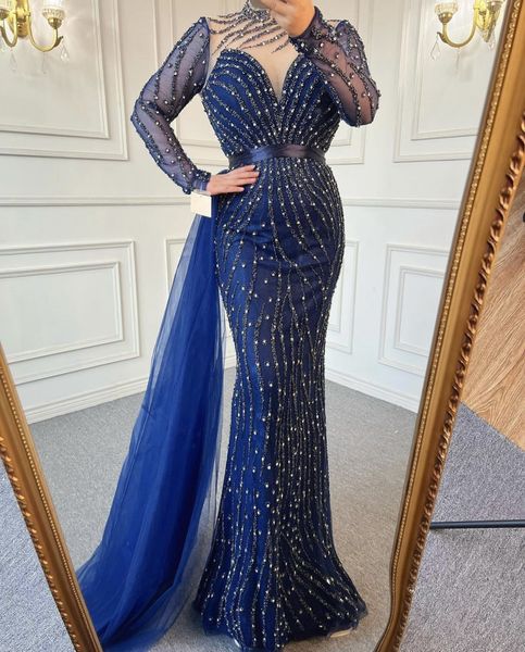 luxury navy blue mermaid formal prom dresses 2023 o-neck long sleeves beading crystal arabic dubai women birthday evening gowns customed rob, Black
luxury navy blue mermaid formal prom dresses 2023 o-neck long sleeves beading crystal arabic dubai women birthday evening gowns customed rob, Black