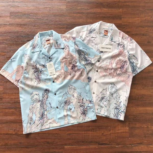 men's casual shirts summer wacko maria hawaiian men women 2023 harajuku buttons pocket short sleeve gothic clothes shirt 230720, White;black
men's casual shirts summer wacko maria hawaiian men women 2023 harajuku buttons pocket short sleeve gothic clothes shirt 230720, White;black
