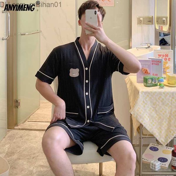 men's sleepwear l-3xl men's cotton pajama set summer short sleeve shorts and kimono kaii bear print evening dress men's fashi, Black;brown
men's sleepwear l-3xl men's cotton pajama set summer short sleeve shorts and kimono kaii bear print evening dress men's fashi, Black;brown