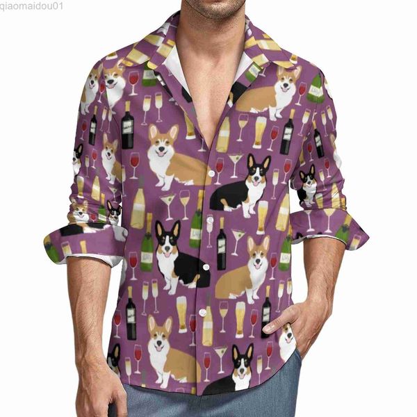 men's casual shirts wine print shirt corgi dog print casual shirts long sleeve custom street blouses autumn trendy oversize clothing l2, White;black
men's casual shirts wine print shirt corgi dog print casual shirts long sleeve custom street blouses autumn trendy oversize clothing l2, White;black