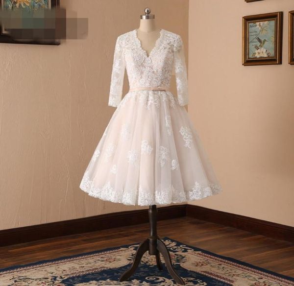 1950s vintage robe de mariee tulle lace champagne short wedding dress with 34 sleeve tea length plus size v neck bride gown custo7710458, White
1950s vintage robe de mariee tulle lace champagne short wedding dress with 34 sleeve tea length plus size v neck bride gown custo7710458, White