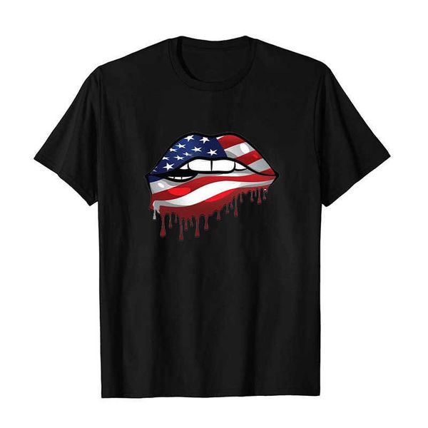 men's and women's loose round neck short sleeve lip print independence day july 4th short sleeve t-shirt, White
men's and women's loose round neck short sleeve lip print independence day july 4th short sleeve t-shirt, White