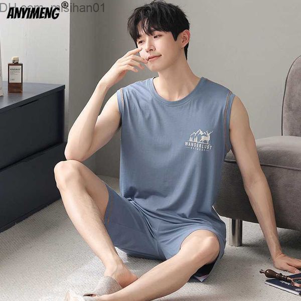 men's sleepwear modal men's pajamas tank men's sleeveless pajamas fashion summer cool home furnishing plus size 3xl 4xl pajam, Black;brown
men's sleepwear modal men's pajamas tank men's sleeveless pajamas fashion summer cool home furnishing plus size 3xl 4xl pajam, Black;brown