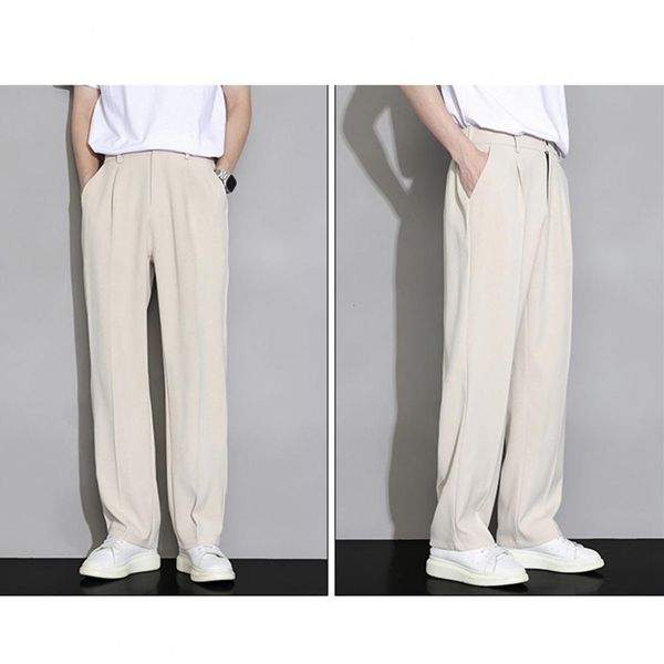 men's pants elastic waist suit trousers ice silk stylish wide leg business with buttons fly 230720, Black
men's pants elastic waist suit trousers ice silk stylish wide leg business with buttons fly 230720, Black