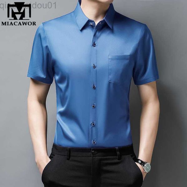 men's casual shirts new solid color dress shirt summer short sleeve casual shirts men slim fit silk camisa masculina men clothing c753, White;black
men's casual shirts new solid color dress shirt summer short sleeve casual shirts men slim fit silk camisa masculina men clothing c753, White;black