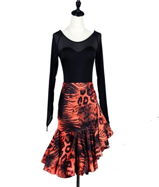 latin dance dress women salsa dress tango samba costume shirt skirt set d0214 long net sleeve ruffled hem5439168, Black;red 
latin dance dress women salsa dress tango samba costume shirt skirt set d0214 long net sleeve ruffled hem5439168, Black;red