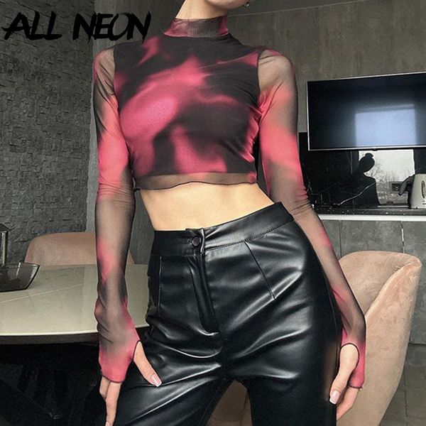 women's t-shirt allneon y2k fashion tie dye gradient mesh long sleeve crop rave half high collar slim t-shirts goth blouse women stree, White
women's t-shirt allneon y2k fashion tie dye gradient mesh long sleeve crop rave half high collar slim t-shirts goth blouse women stree, White
