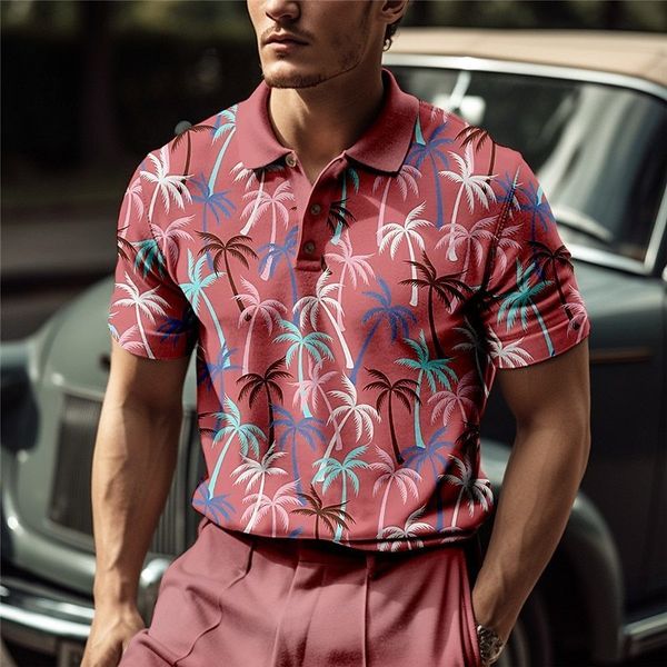 men's polos summer casual shortsleeved polo shirt coconut tree fashion lapel tshirt breathable clothing 230720, White;black
men's polos summer casual shortsleeved polo shirt coconut tree fashion lapel tshirt breathable clothing 230720, White;black