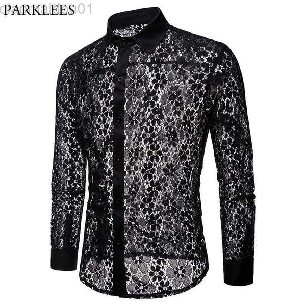 men's casual shirts luxury floral embroidery lace shirt men 2022 brand new transparent dress shirts mens see trough club party black sh, White;black
men's casual shirts luxury floral embroidery lace shirt men 2022 brand new transparent dress shirts mens see trough club party black sh, White;black