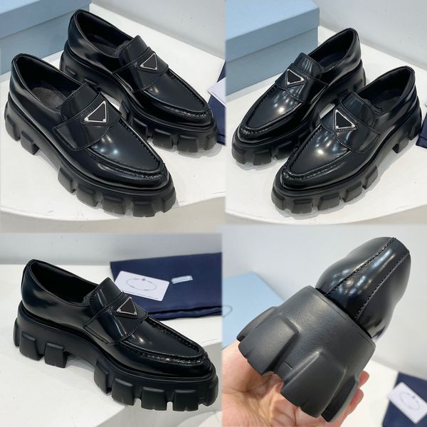 popular womens designer loafers enameled metal triangle logo platform loafers pointed wheel loafer leather leather loafer anti skid rubber s, Black
popular womens designer loafers enameled metal triangle logo platform loafers pointed wheel loafer leather leather loafer anti skid rubber s, Black