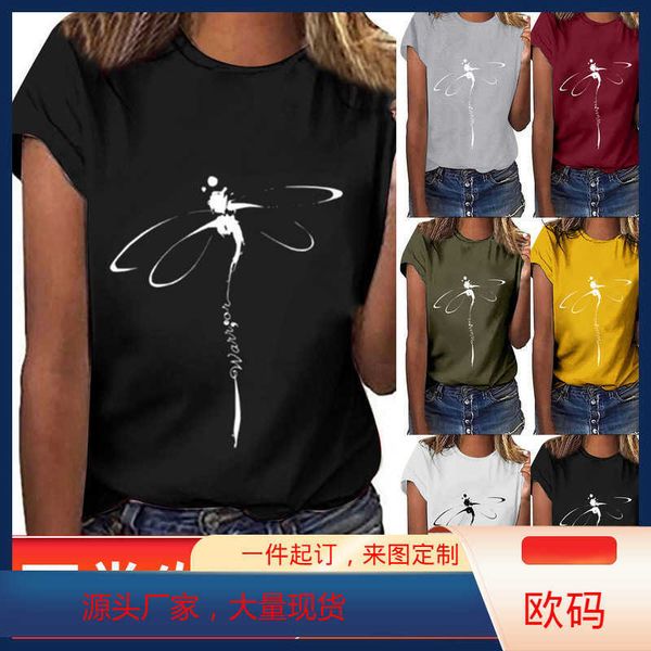 2021 spring / summer new short sleeve t-shirt letter print dragonfly pattern loose large round neck women's top, White
2021 spring / summer new short sleeve t-shirt letter print dragonfly pattern loose large round neck women's top, White