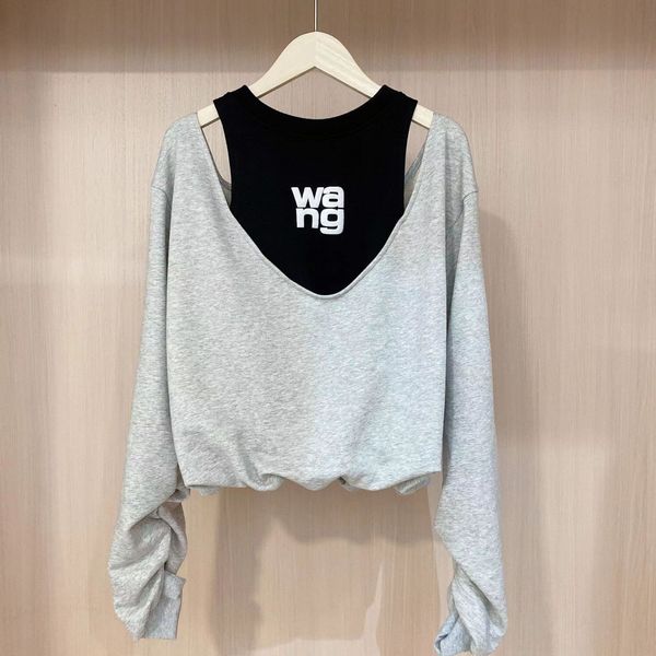 aw big wang off-shoulder letter short long-sleeved t-shirt women's early autumn patchwork fake two hoodies trend personality all match, Black
aw big wang off-shoulder letter short long-sleeved t-shirt women's early autumn patchwork fake two hoodies trend personality all match, Black