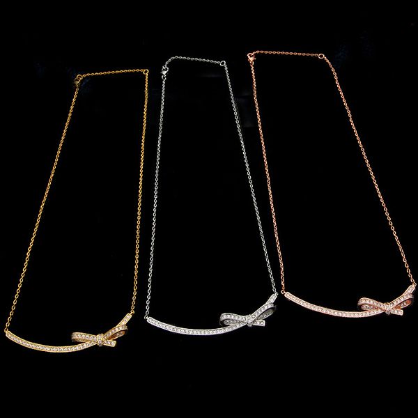 titanium steel fashion long bow full diamond necklace women's versatile fashion necklace, Silver
titanium steel fashion long bow full diamond necklace women's versatile fashion necklace, Silver