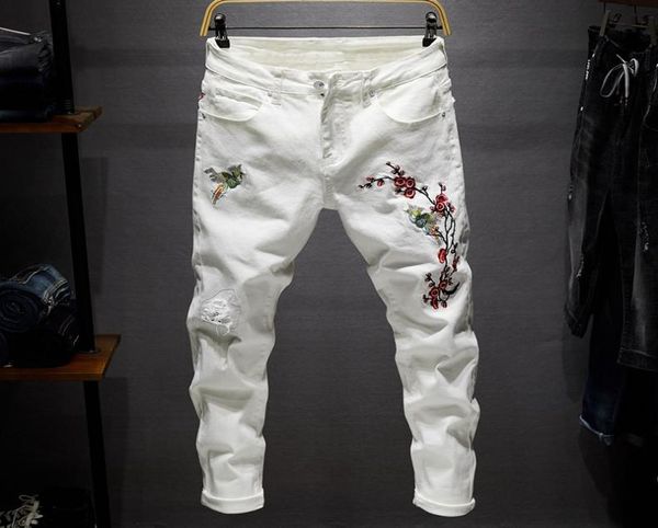 men039s hole patch 3 colors stretch jeans embroidery rose slim denim pants for men trendy fashion patchwork ripped straight tro5451492, Blue
men039s hole patch 3 colors stretch jeans embroidery rose slim denim pants for men trendy fashion patchwork ripped straight tro5451492, Blue