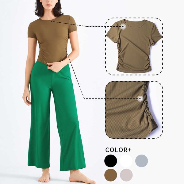 ribbed pleated waist yoga t-shirt sports for fitness female sun protection women workout sportswear for gym outfit lll-uuu
ribbed pleated waist yoga t-shirt sports for fitness female sun protection women workout sportswear for gym outfit lll-uuu