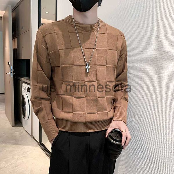 men's sweaters 2022 autumn winter men's sweater round neck plaid knitted pullovers fashion korean streetwear casual male knitwear, White;black
men's sweaters 2022 autumn winter men's sweater round neck plaid knitted pullovers fashion korean streetwear casual male knitwear, White;black