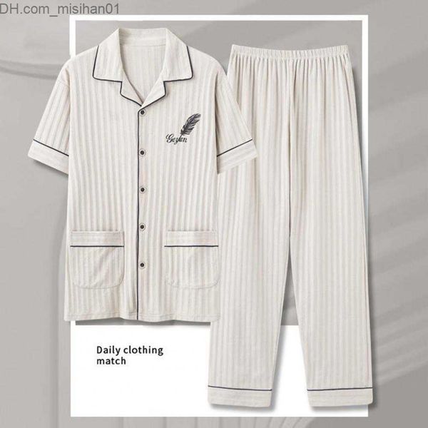 men's sleepwear -3xl summer elegant pajamas knitted cotton men's pajamas set long pants pajamas plus size pajamas z230721, Black;brown
men's sleepwear -3xl summer elegant pajamas knitted cotton men's pajamas set long pants pajamas plus size pajamas z230721, Black;brown
