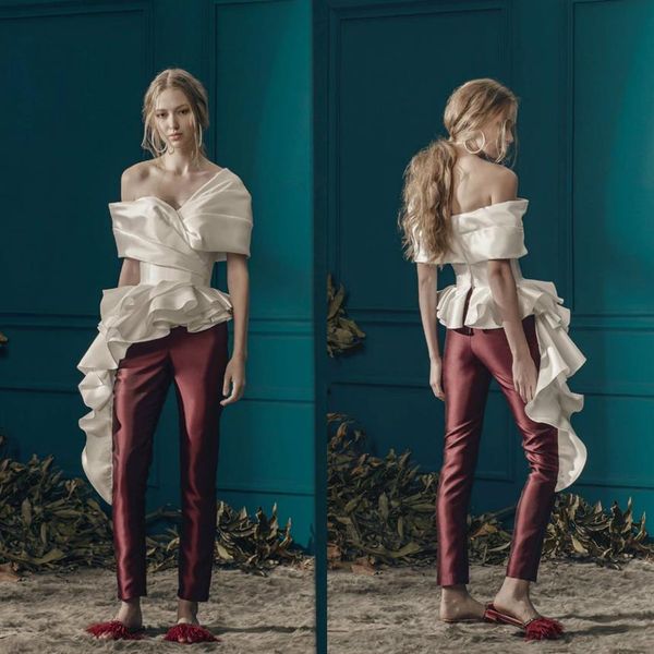 2019 ashi studio evening gowns pant suits sleeveless off the shoulder luxury ruffles prom dress satin arabic formal party dress du244n, Black;red
2019 ashi studio evening gowns pant suits sleeveless off the shoulder luxury ruffles prom dress satin arabic formal party dress du244n, Black;red