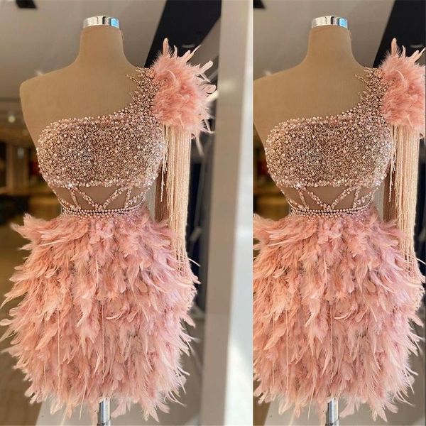 2023 cocktail dresses luxurious arabic feather blush pink crystal beaded short mini one shoulder sheath evening prom party dress homecoming, Black
2023 cocktail dresses luxurious arabic feather blush pink crystal beaded short mini one shoulder sheath evening prom party dress homecoming, Black