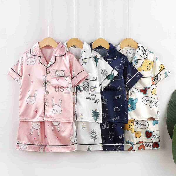 pajamas children's home clothes summer short sleeved ice silk suit teen boys girls cartoon light comfortable pajamas set kids sleepwear, Blue;red
pajamas children's home clothes summer short sleeved ice silk suit teen boys girls cartoon light comfortable pajamas set kids sleepwear, Blue;red