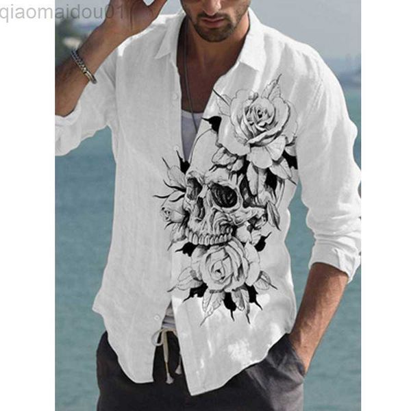 men's casual shirts autumn new men shirt skull print fashion personality casual oversize long sleeve dress loose shirt for men blouse, White;black
men's casual shirts autumn new men shirt skull print fashion personality casual oversize long sleeve dress loose shirt for men blouse, White;black