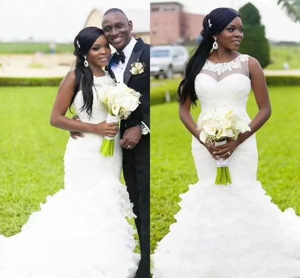 2023 elegant long mermaid wedding dresses custom made lace appliques beads sweep train wedding dress ruffles tiered plus size chapel train w, White
2023 elegant long mermaid wedding dresses custom made lace appliques beads sweep train wedding dress ruffles tiered plus size chapel train w, White