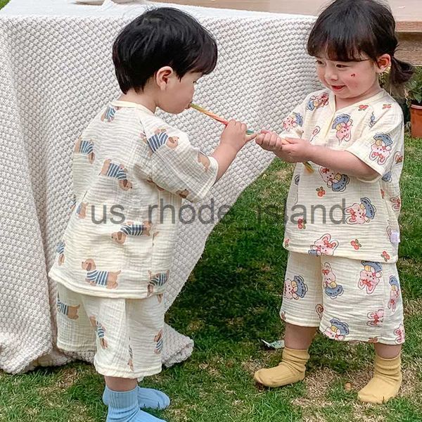 pajamas 2023 new children's pajamas set summer thin gauze short sleeve home clothing boys and girls baby air conditioner x0721, Blue;red
pajamas 2023 new children's pajamas set summer thin gauze short sleeve home clothing boys and girls baby air conditioner x0721, Blue;red
