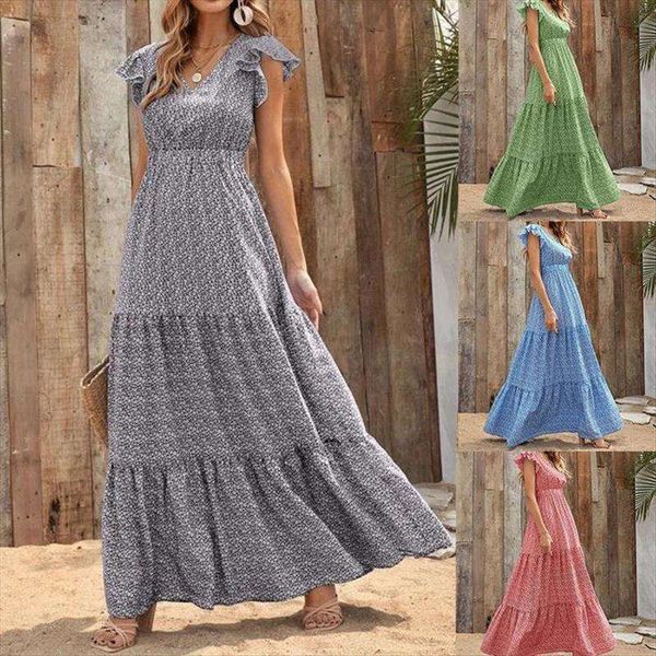 womens long skirt v neck high waist floral print layered short sleeve dress, Black;gray
womens long skirt v neck high waist floral print layered short sleeve dress, Black;gray