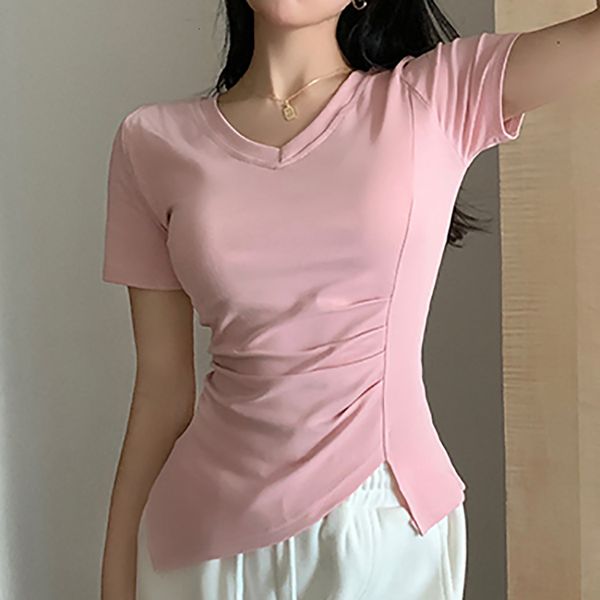 women's tshirt vneck basic t shirt for women cotton short sleeve folds tshirts summer korean woman clothes tee femme slim crop mujer 23, White
women's tshirt vneck basic t shirt for women cotton short sleeve folds tshirts summer korean woman clothes tee femme slim crop mujer 23, White