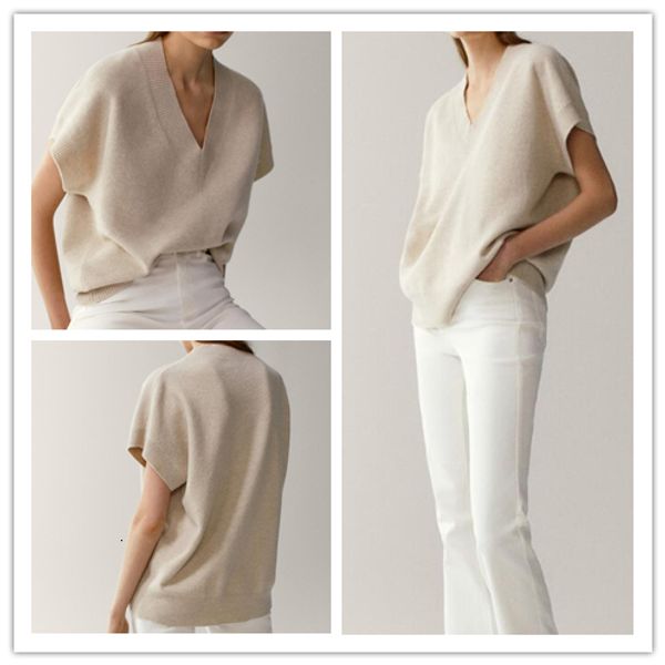 women s sweater sweater autumn v neck knitted ladies short sleeve vest 230720, White;black
women s sweater sweater autumn v neck knitted ladies short sleeve vest 230720, White;black
