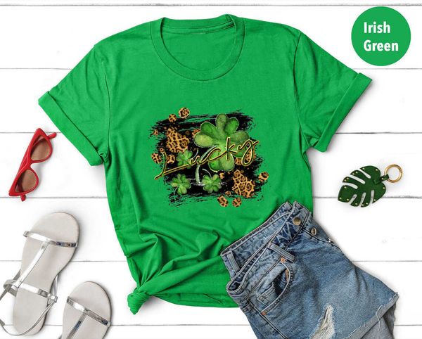 western europe saint patrick's day lucky clover creative print men's and women's loose pullover short sleeve t-shirts, White
western europe saint patrick's day lucky clover creative print men's and women's loose pullover short sleeve t-shirts, White