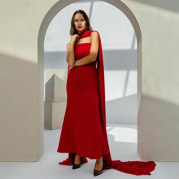 classy short red crepe muslim v-neck evening dresses with ribbon sheath sleeveless pleats ankle length zipper back prom dresses for women, Black;red
classy short red crepe muslim v-neck evening dresses with ribbon sheath sleeveless pleats ankle length zipper back prom dresses for women, Black;red
