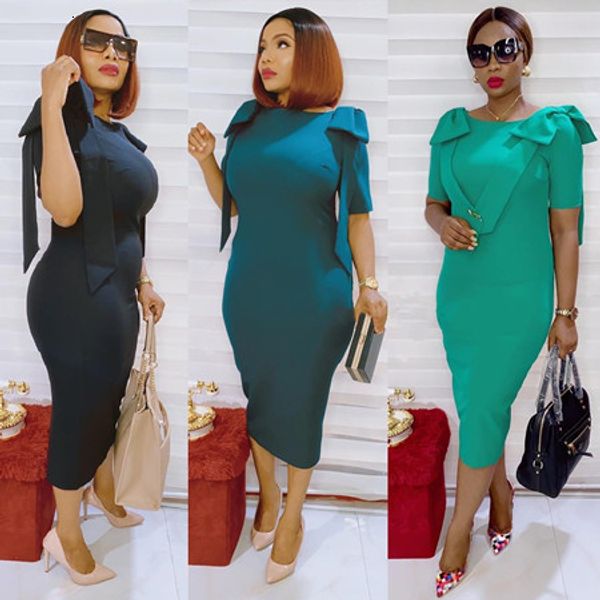women bodycon dresses skinny short sleeves midi with bow elegant office work wear ladies elastic modest classy female african xl 210416, Black;gray
women bodycon dresses skinny short sleeves midi with bow elegant office work wear ladies elastic modest classy female african xl 210416, Black;gray