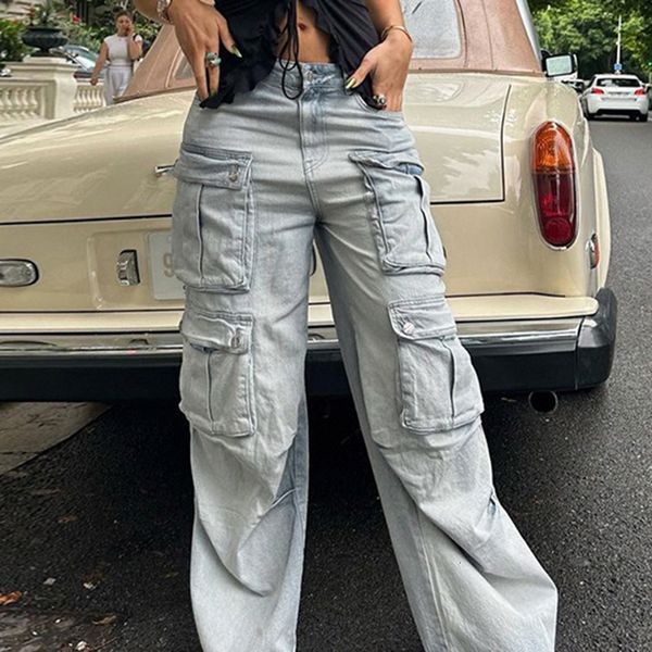women s jeans studs multi pockets cargo pant button fly high waist loose vintage denim trousers fashion streetwear bottoms 230720, Blue
women s jeans studs multi pockets cargo pant button fly high waist loose vintage denim trousers fashion streetwear bottoms 230720, Blue