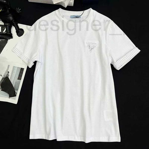 women's t-shirt designer summer new fashion cuff stripes against color printed round neck short sleeve t-shirt casual everything genero, White
women's t-shirt designer summer new fashion cuff stripes against color printed round neck short sleeve t-shirt casual everything genero, White