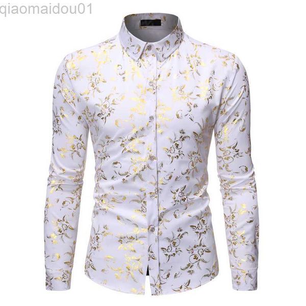 men's casual shirts white men shirt 2023 luxury gold floral print mens dress shirts slim fit long sleeve chemise homme streetwear hawai, White;black
men's casual shirts white men shirt 2023 luxury gold floral print mens dress shirts slim fit long sleeve chemise homme streetwear hawai, White;black