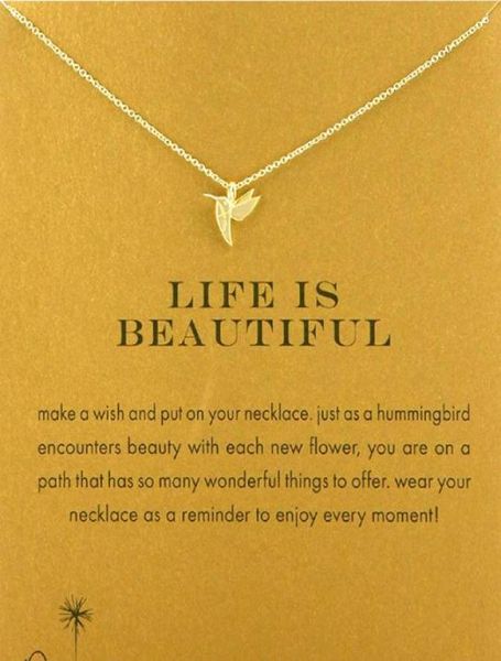 with card cute dogeared necklace with hummingbird life is beauiful silver and gold color no fade and 886464
with card cute dogeared necklace with hummingbird life is beauiful silver and gold color no fade and 886464