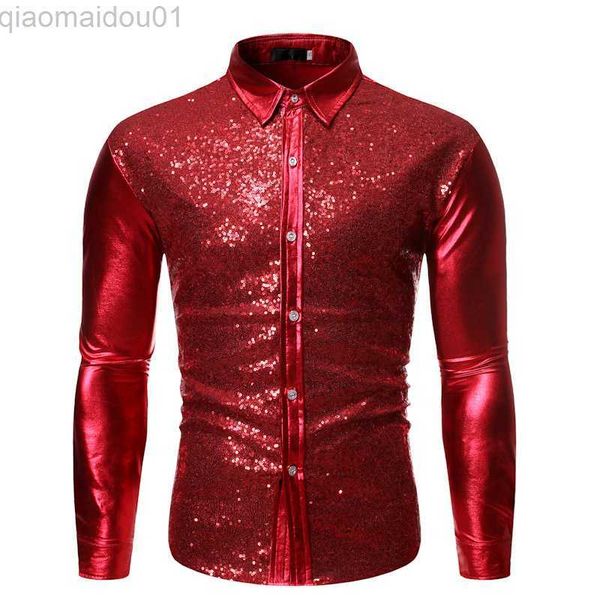men's casual shirts men's red sequins nightclub dress shirt tuxedo shirts 2022 shiny glitter men shirt slim fit camisas hombre par, White;black
men's casual shirts men's red sequins nightclub dress shirt tuxedo shirts 2022 shiny glitter men shirt slim fit camisas hombre par, White;black