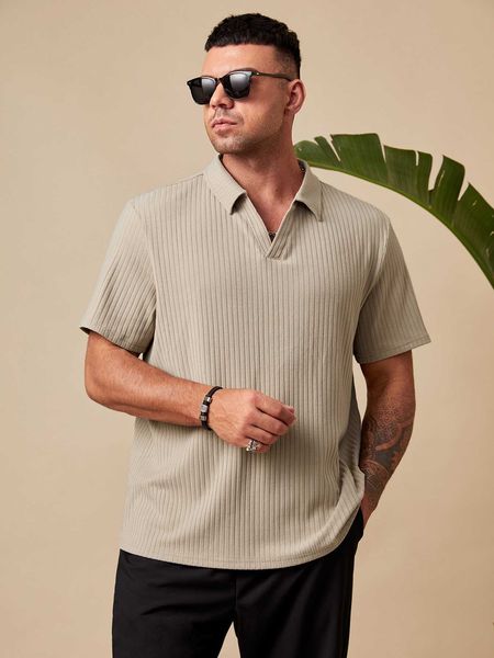 men's fashion homme men solid ribbed knit polo shirt, White;black 
men's fashion homme men solid ribbed knit polo shirt, White;black