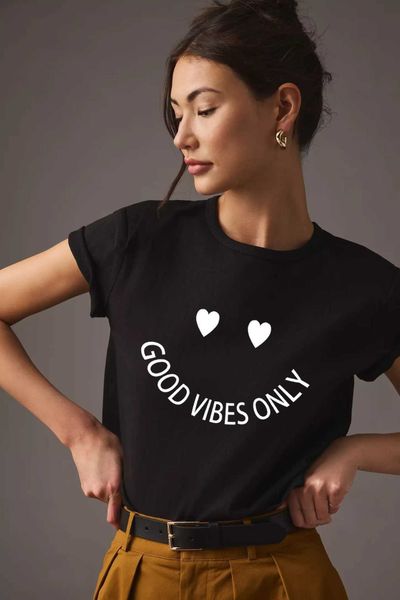 black cotton women's casual love letter printing t-shirt fashion short sleeve round neck simple top, White
black cotton women's casual love letter printing t-shirt fashion short sleeve round neck simple top, White