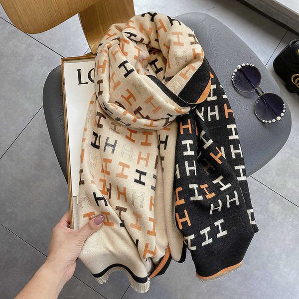 designer h home winter scarves for sale letter korean edition autumn and imitation cashmere warm scarf women's thickened double sided t, Blue;gray
designer h home winter scarves for sale letter korean edition autumn and imitation cashmere warm scarf women's thickened double sided t, Blue;gray
