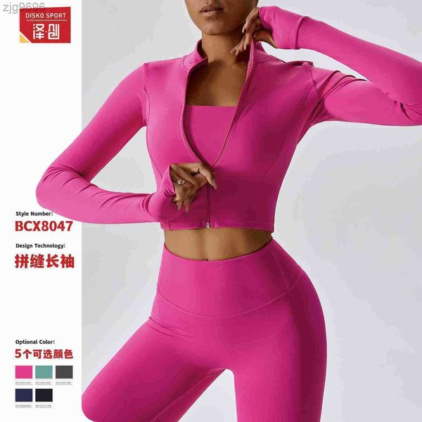 designer zipper outdoor running yoga jacket slimming fitness long-sleeved jacket girls quick-drying yoga suit 8047, Black;brown
designer zipper outdoor running yoga jacket slimming fitness long-sleeved jacket girls quick-drying yoga suit 8047, Black;brown
