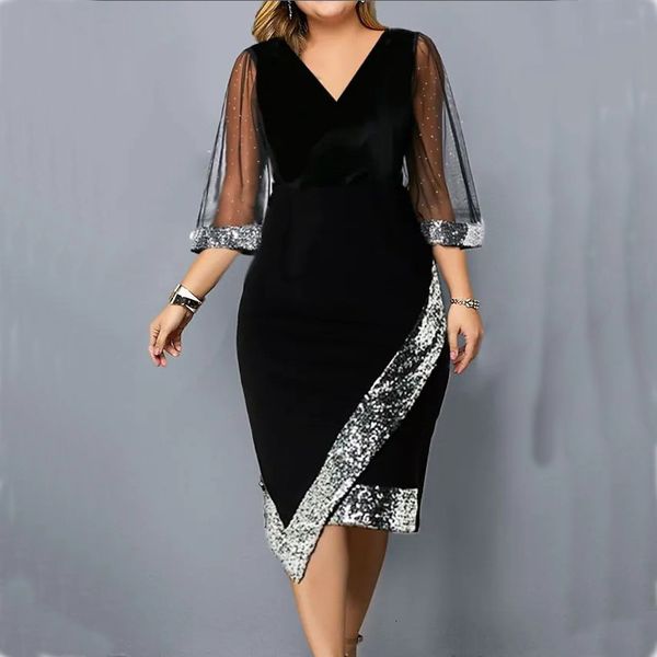 plus size dresses plus size evening party dress for women elegant sequin v neck mesh sleeve velvet irregular formal occasion dress vestidos, Black
plus size dresses plus size evening party dress for women elegant sequin v neck mesh sleeve velvet irregular formal occasion dress vestidos, Black