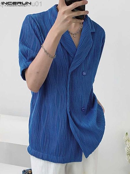 men's casual shirts men shirt 3d striped lapel short sleeve streetwear double breasted casual shirts 2023 korean fashion men clothing s, White;black
men's casual shirts men shirt 3d striped lapel short sleeve streetwear double breasted casual shirts 2023 korean fashion men clothing s, White;black