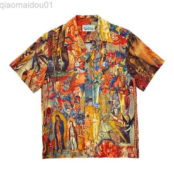 men's casual shirts summer wacko maria 23 new mural pattern printed hawaiian short sleeve shirt 1 1 lapel tees l230721, White;black
men's casual shirts summer wacko maria 23 new mural pattern printed hawaiian short sleeve shirt 1 1 lapel tees l230721, White;black