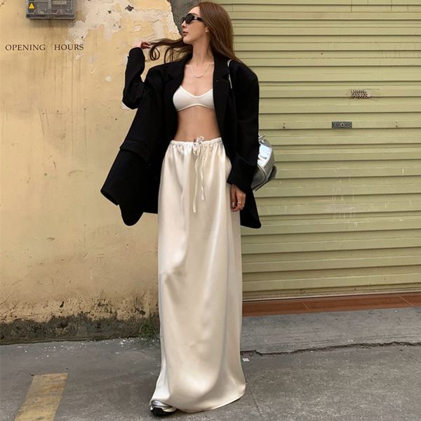 skirts loose lace-up black skirt long for women casual high waist female skirts solid elegant street falda midi mujer satin
skirts loose lace-up black skirt long for women casual high waist female skirts solid elegant street falda midi mujer satin
