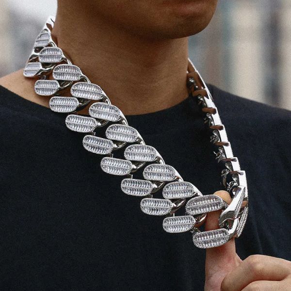 40mm homie custom white gold plated big men double layer baguette cuban link chain necklace, Silver
40mm homie custom white gold plated big men double layer baguette cuban link chain necklace, Silver