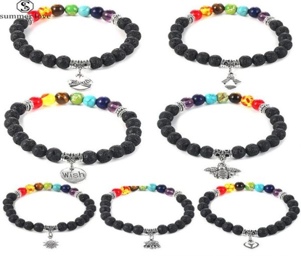 7 chakra healing beaded bracelet 8mm lava stone tiger eye beads bracelet for women men fashion yoga charm jewelryz80806829394148, Black 
7 chakra healing beaded bracelet 8mm lava stone tiger eye beads bracelet for women men fashion yoga charm jewelryz80806829394148, Black