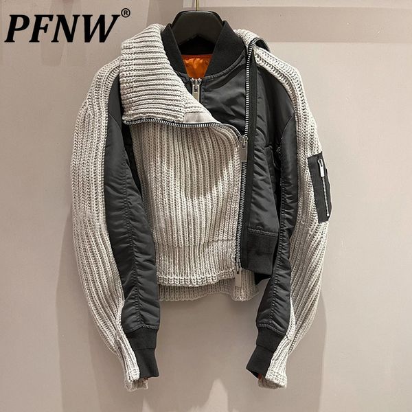 men s jackets pfnw spring autumn sweater spliced versatile fake two pieces zipper vintage fashion casual short coats 28a1492 230720, Black;brown
men s jackets pfnw spring autumn sweater spliced versatile fake two pieces zipper vintage fashion casual short coats 28a1492 230720, Black;brown