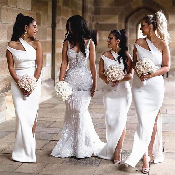 one shoulder white mermaid bridesmaid dresses side split floor length garden country wedding guest evening party gowns maid of hon287b, White;pink
one shoulder white mermaid bridesmaid dresses side split floor length garden country wedding guest evening party gowns maid of hon287b, White;pink